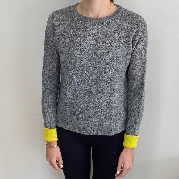 DEREK LAM 10 CROSBY Gray Yellow Sweater Size P XS - Picture 1 of 4